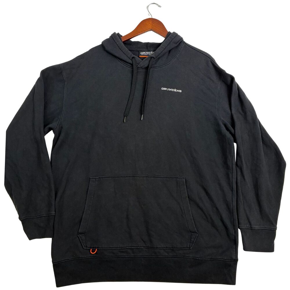 Grundens Hoodie Mens XL Black Viking Fisherman Since 1926 Graphic Fishing Sweats